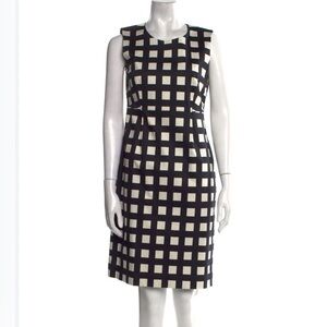 Kate Spade Black and Cream Grid printed cotton blend Trendy Style Midi Dress 14